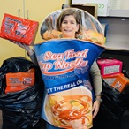  Mrs. Raeman dressed as ramen for the food drive